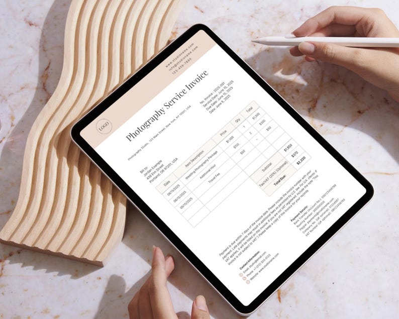 Photo Studio Invoice Editable Canva Invoice Template for Photographers: Studio Billing Form ...