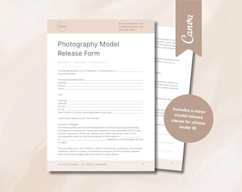 Editable Canva Model Release Form Template for Photographers, Image Rights Agreement, Photo Use Consent