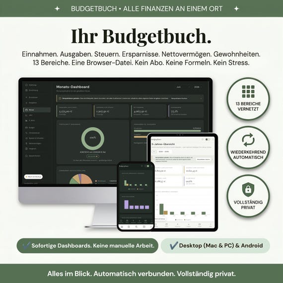 Haushaltsbuch Budgetplaner Finanzplaner Selbständige, Schulden Einnahmen Ausgaben Tracker Deutsch, Digital Budget Planner App