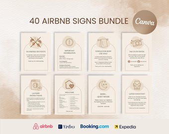 Airbnb Signs Bundle Editable Canva Template Printable Short Term Rental Guest Signs Vrbo Sign