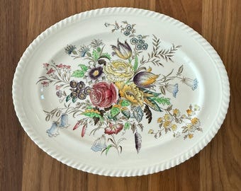 Vintage Johnson Brothers Garden Bouquet 12" Platter | Windsor Ware England | English Floral Serving Platter