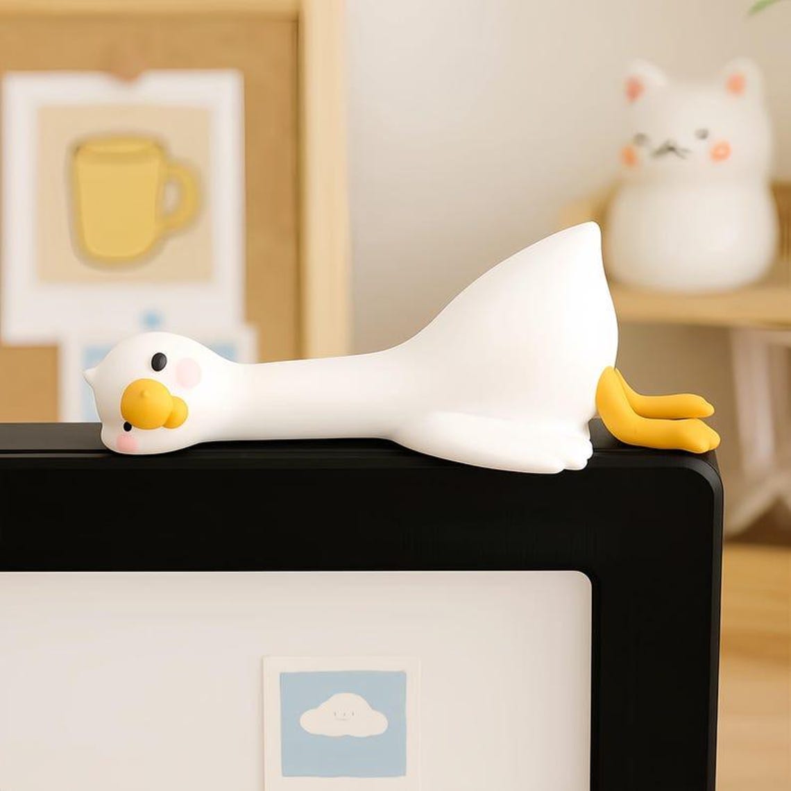 Computer Monitor Soft Toy Sticker Personalization Computer Monitor Buddy Figurines,duck Desk Toy and ...