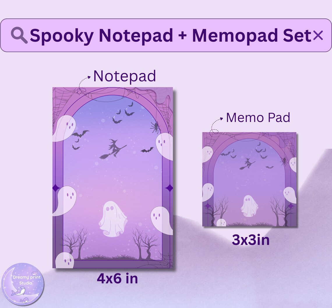 Spooky Ghost Notepad + Memo Pad Set: Halloween Stationery (digital ...