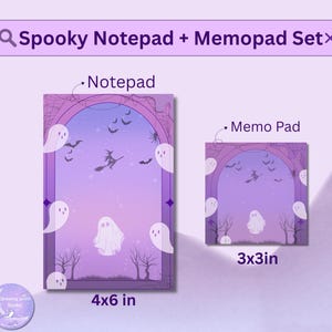 Spooky Ghost Notepad + Memo Pad Set: Halloween Stationery (digital ...