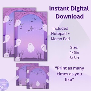 Spooky Ghost Notepad + Memo Pad Set: Halloween Stationery (digital ...