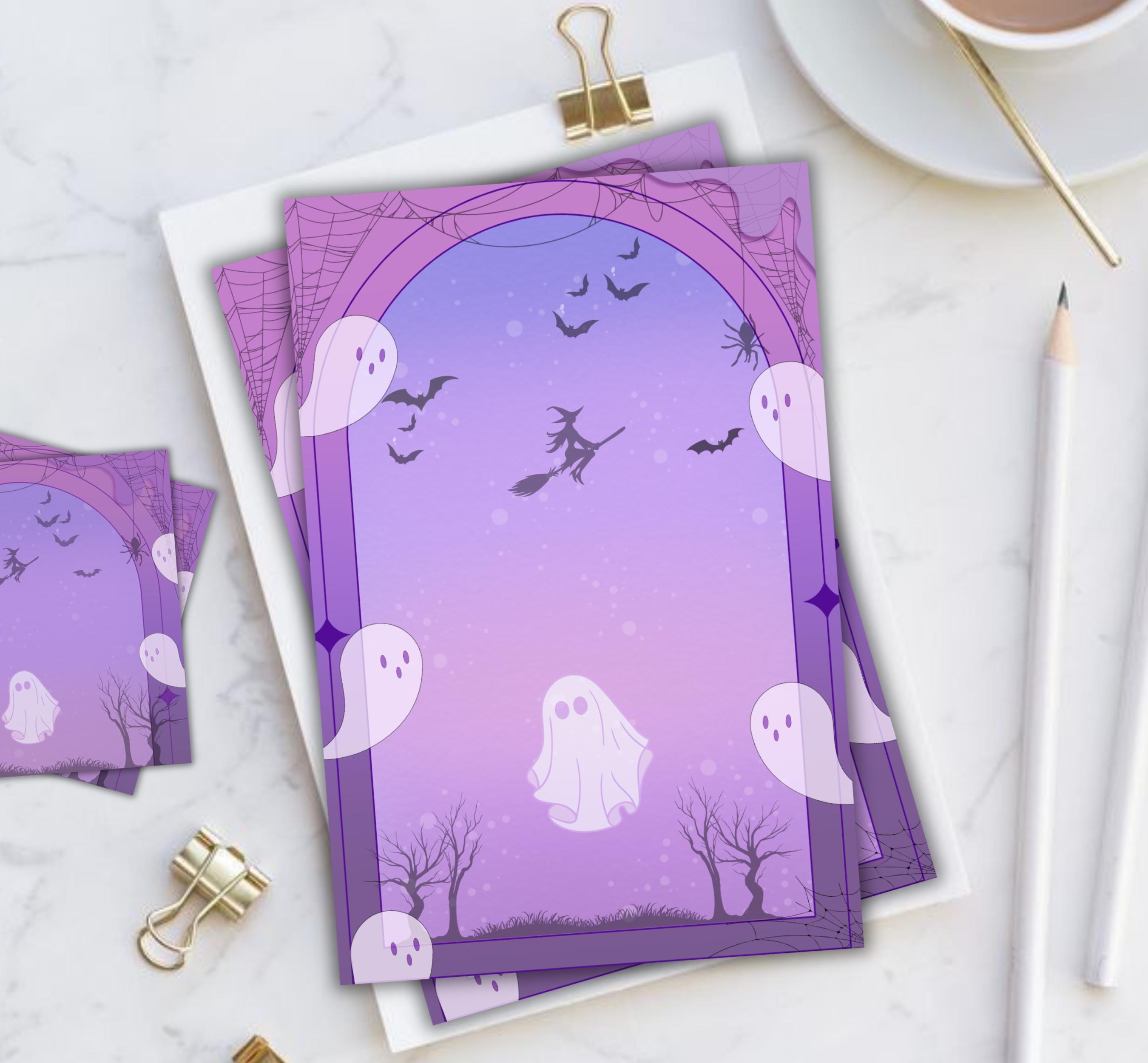 Suspicion Notepad Spooky Ghost Notepad + Memo Pad Set: Halloween Stationery (digital ...