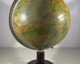 Vintage „informator“-Globus von 1952 – großer Schulglobus Ø 33 cm, JRO-Verlag München, dt. 50er-Jahre-Designklassiker mit schöner Patina