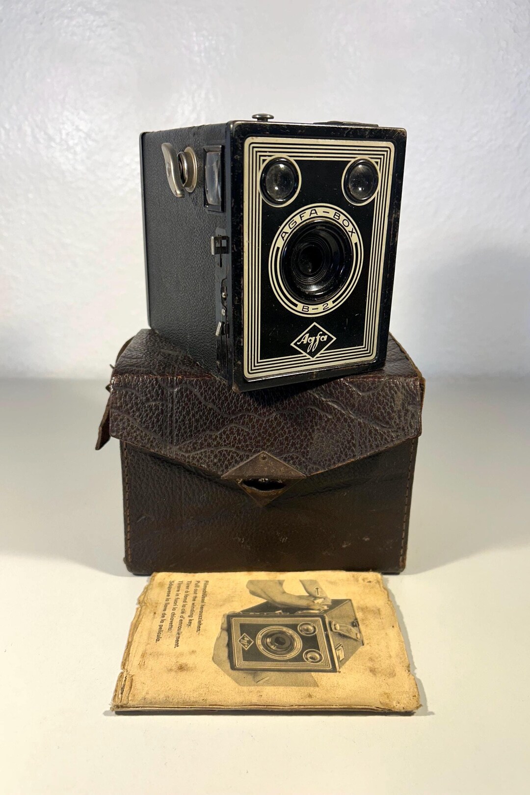 Vintage Agfa Box B-2 Kamera mit Original-Lederetui und Anleitung ...