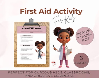 Kids First Aid Activity Pack - Preschool Learning Worksheets | Instant Download (PDF)