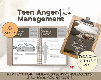 Anger Management Therapy for Teens:  Emotional Regulation Pack | Digital download (PDF)