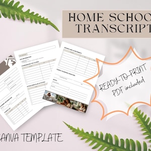 Homeschool Transcript Template Editable Canva + Printable PDF/High School Academic Record,GPA,Course List & Student Report,Tracker for Kids
