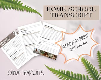 Homeschool Transcript Template Canva, Editable Academic Record by ...