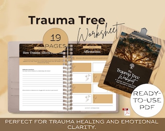 Hoja de trabajo del árbol del trauma: herramienta terapéutica imprimible para la sanación emocional / Descarga digital (PDF)