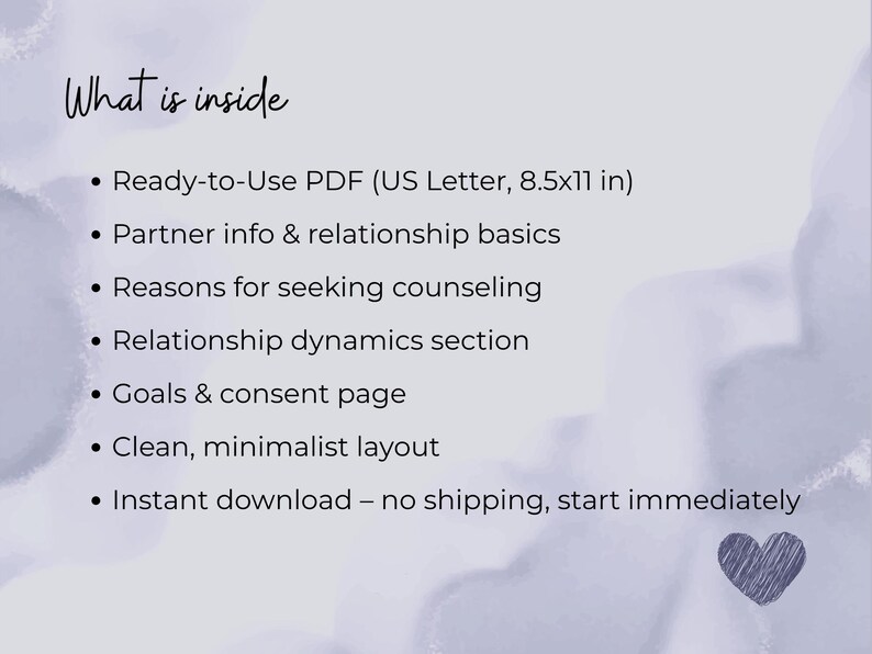 Couples Counseling Intake Form Printable PDF for Relationship Therapy ...