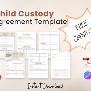 Bearbeitbare Vorlage für Sorgerechtsvereinbarungen: Plan für die gemeinsame Elternschaft (PDF + Canva-Anleitung)