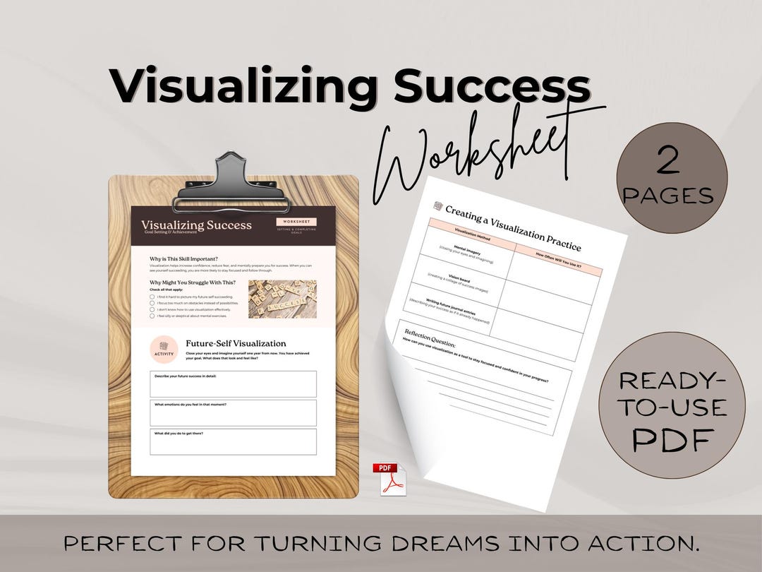 Visualization Success Worksheet PDF • 2-page Goal Planner (letter / A4 ...
