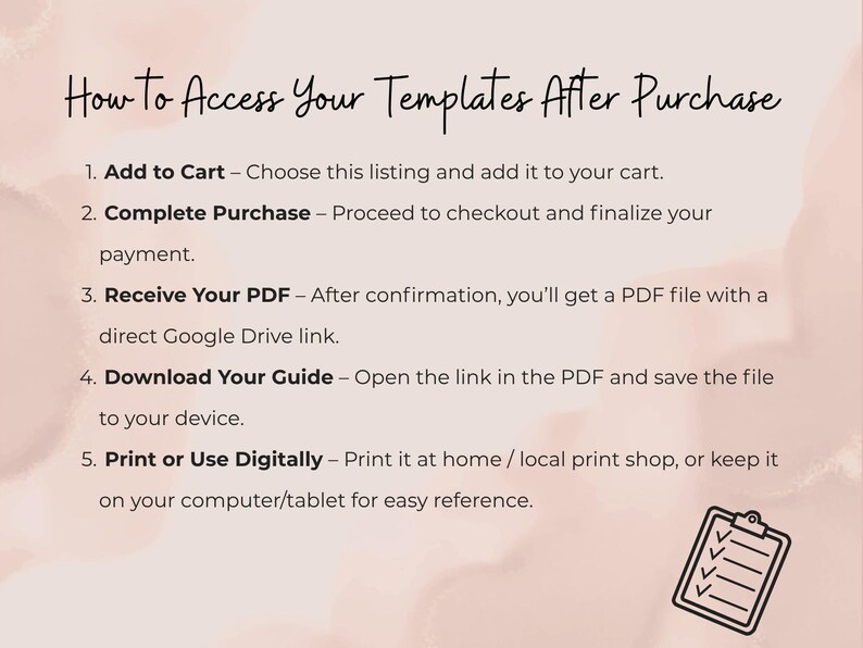 Step-by-step slide explaining how to access your Love Language Activity templates after purchase — simple guide for Etsy buyers.