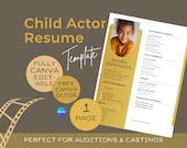 Child Actor Resume Template | Kids Acting CV Canva Editable | Audition with Photo (Instant Download)