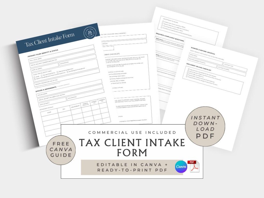 Tax Client Intake Form – Editable CPA Accounting Checklist (canva ...