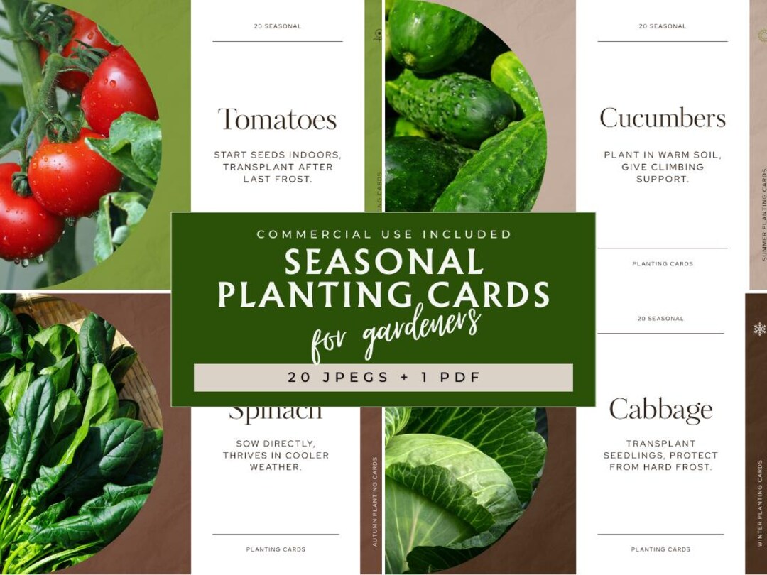 Seasonal Planting Cards - Printable Garden Planning Guide (instant ...