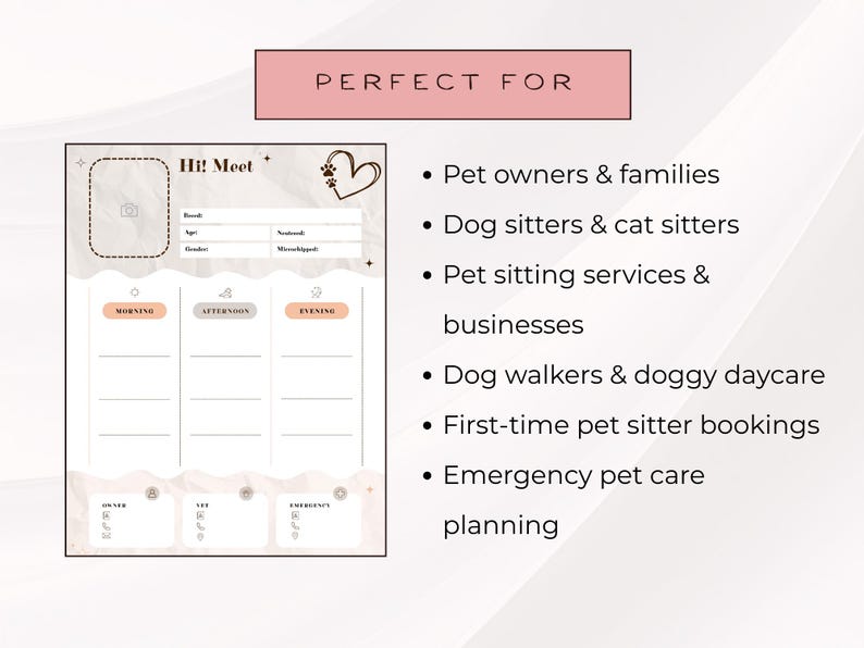 Pets Design Note Pet Sitter Notes Canva Template - Editable Pet Care Instructions ...