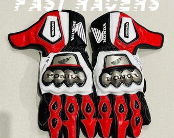 Honda HRC MotoGPレザーバイクグローブ：牛革レーシンググローブ