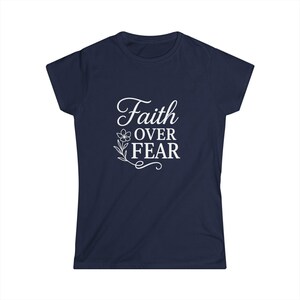 Faith Over Fear Softstyle Tee - Inspirational Flower T-Shirt, Women's Graphic Tee image 5