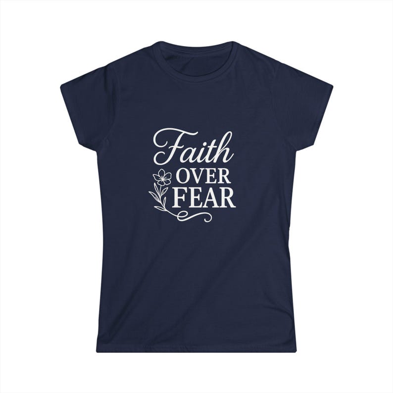 Faith Over Fear Softstyle Tee - Inspirational Flower T-Shirt, Women's Graphic Tee image 5