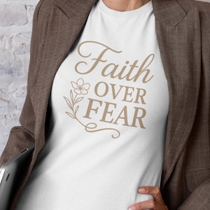 Faith Over Fear Softstyle Tee - Inspirational Flower T-Shirt, Women's Graphic Tee image 1