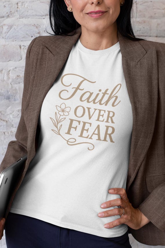Faith Over Fear Softstyle Tee - Inspirational Flower T-Shirt, Women's Graphic Tee