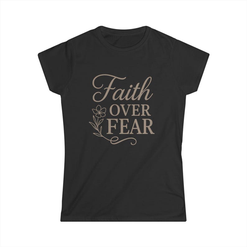 Faith Over Fear Softstyle Tee - Inspirational Flower T-Shirt, Women's Graphic Tee image 3