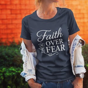 Faith Over Fear Softstyle Tee - Inspirational Flower T-Shirt, Women's Graphic Tee image 7