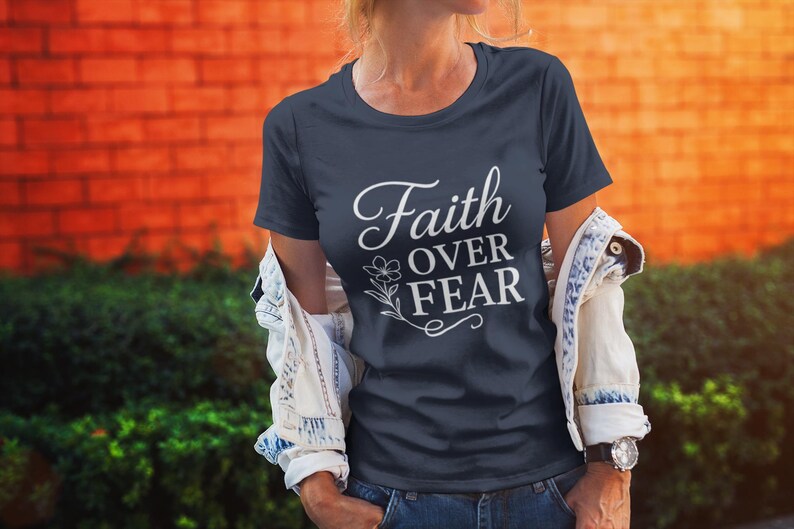 Faith Over Fear Softstyle Tee - Inspirational Flower T-Shirt, Women's Graphic Tee image 7