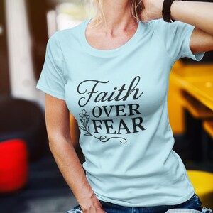 Faith Over Fear Softstyle Tee - Inspirational Flower T-Shirt, Women's Graphic Tee image 6
