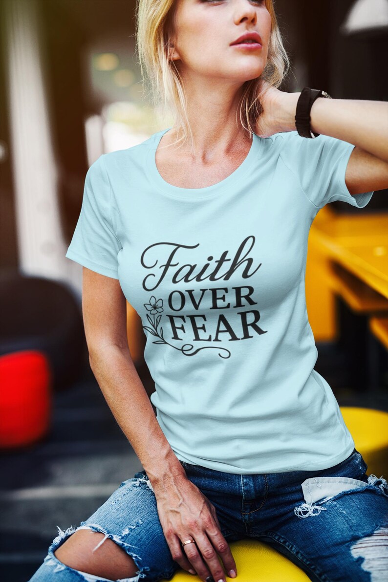Faith Over Fear Softstyle Tee - Inspirational Flower T-Shirt, Women's Graphic Tee image 6