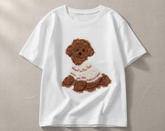 Brown Puppy Embroidered Patch – Large Dog Appliqué for Custom Clothing