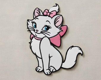 White Cat Embroidered Patch for Custom Jacket