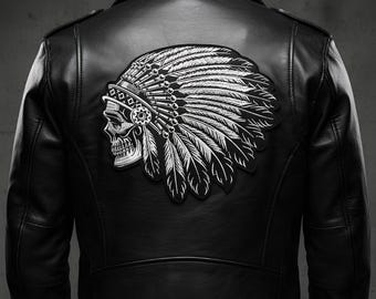 Tribal Skull Embroidery for Custom Jacket or Biker Vest