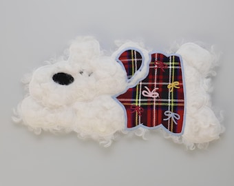 Tartan dog embroidered patch for custom clothing