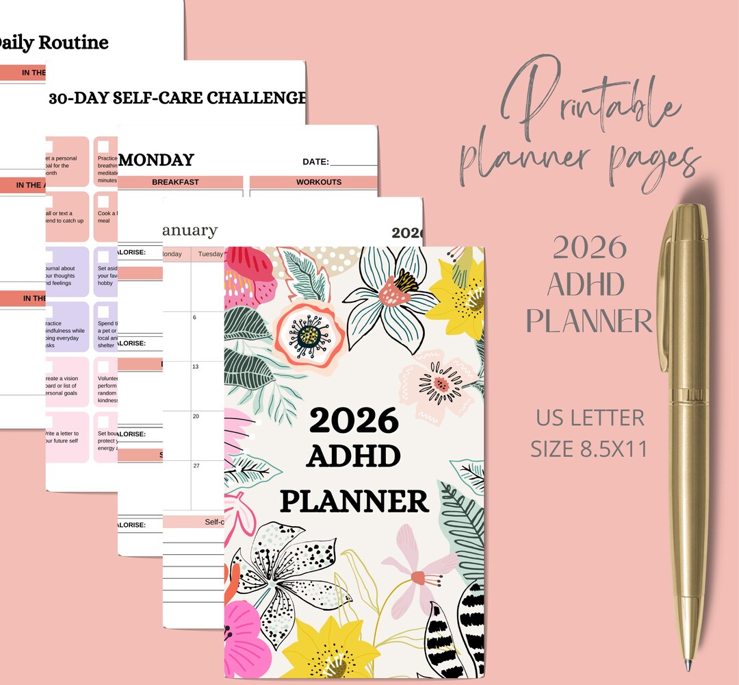 2026 ADHD Planner Printable | Daily Routine, Habit Tracker & Self Care ...
