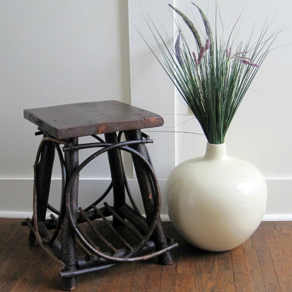 Vintage Adirondack Twig Table or Stand - Rustic Cottage Chic