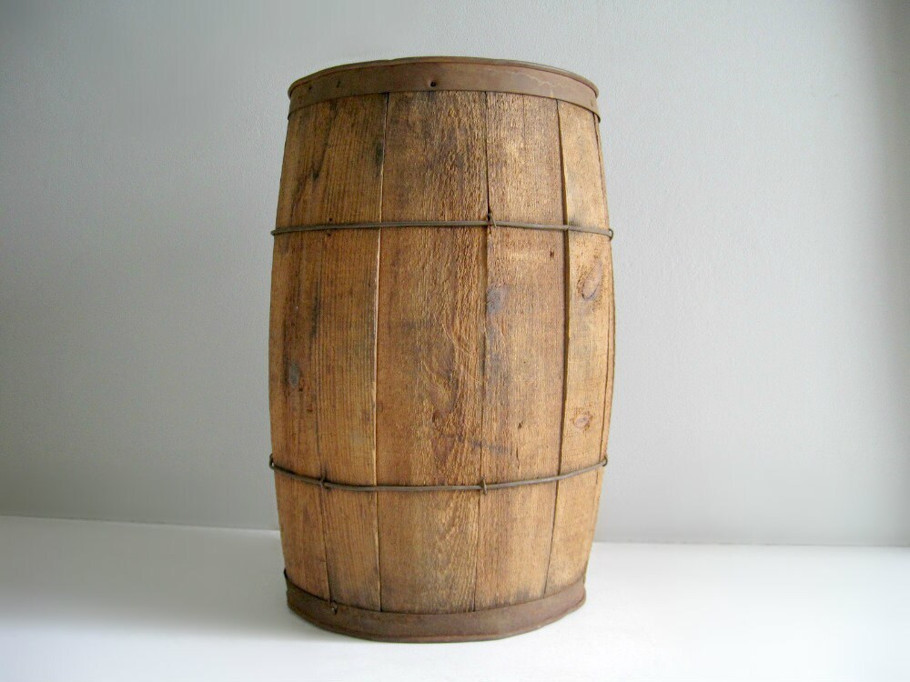Vintage Wood Nail Keg Barrel Rustic Decor Etsy
