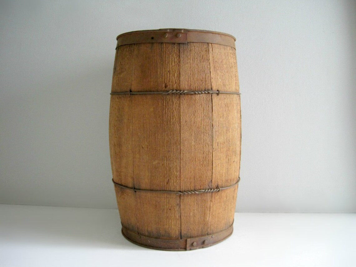 Vintage Wood Nail Keg Barrel Rustic Decor Etsy