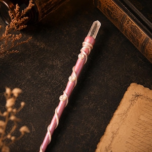 Moon Crystal Wand, Custom Pink Crystal Wand with Name, Cosplay Gift, Wizard's Gift image 6