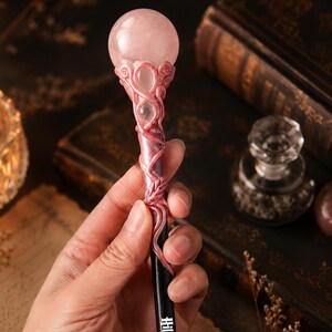 Moon Crystal Wand, Custom Pink Crystal Wand with Name, Cosplay Gift, Wizard's Gift image 7