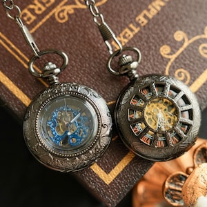 Personalized Mechanical Pocket Watch: Engraved Steampunk Style