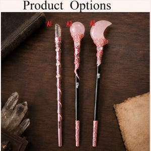 Moon Crystal Wand, Custom Pink Crystal Wand with Name, Cosplay Gift, Wizard's Gift image 13