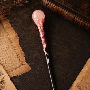 Moon Crystal Wand, Custom Pink Crystal Wand with Name, Cosplay Gift, Wizard's Gift image 3
