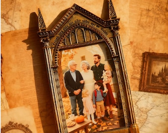 Espejo de resina con marco de fotos del deseo, marco mágico de mago con foto, decoración mágica para escritorio, decoración mágica para el hogar, regalo para fans de Harry Potter