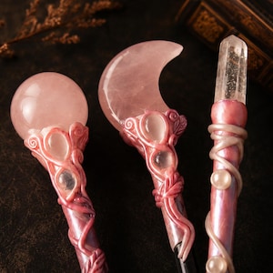 Moon Crystal Wand, Custom Pink Crystal Wand with Name, Cosplay Gift, Wizard's Gift image 5
